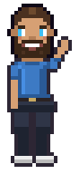 Christopher’s pixel character waving